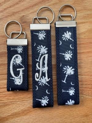 Keychain - Palmetto Bay, Hilton Head, SC, Choose Letter, personalize, Monogram Key Fob, Cotton Webbing, Wristlet, Palmetto Bay Ribbon